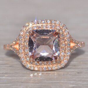 Effy Signed Morganite and Natural Diamond Ring in Rose Gold